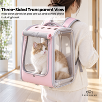 Sac à dos et chariot de transport transparent 2-en-1 pour animaux de compagnie avec rotation à 360° °   Roues