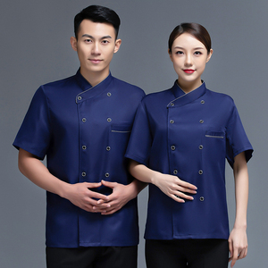 Custom Fashion French Personalized Polyester Cotton Jacket Unisex <b>Kitchen</b> Short Sleeve Restaurant Cafe Chef Uniform - Product Image 2
