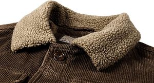 Men's Winter Corduroy Polyester Lined <b>Western</b> Solid Thick Vintage Denim Workwear Style Turn-down Collar Button Front <b>Jacket</b> - Product Image 2
