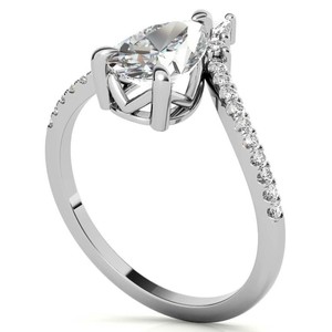 Bague en moissanite taille poire en argent sterling 925 plaqué or blanc, bague de luxe pour fiançailles, mariage, anniversaire, promesse, mariage - Product Image 3