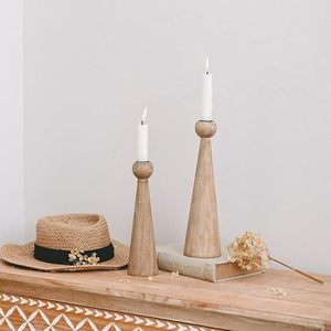 Modern Handcrafted Durable Round Wooden Hurricane <b>Candle</b> Holder <b>Set</b> Natural Wood Candlestick Home Wedding Table Decor - Product Image 5
