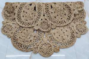 พรมปูพื้นทรงกลมถักทอด้วยมือจากเส้นใยปอกระเจา สไตล์โบฮีเมียน ตกแต่งบ้านด้วยพรมใยธรรมชาติ - Product Image 4