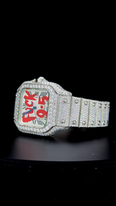 Montre personnalisée Fuxck 9-5 avec mouvement automatique à quartz sertie de diamants Moissanite VVS 1 de qualité supérieure, en or blanc - Product Image 6