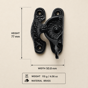 Loquet de fenêtre décoratif SHUBHAM en laiton noir antique avec support pour fenêtres en bois - Product Image 4