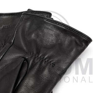 Black Leather Opera Length Gloves With Zipper Closure Unlined Thermal Warmth Casual Winter Wear - Product Image 6