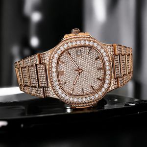 Montre de luxe pour homme en acier inoxydable, cadran analogique en cristal de moissanite, date, mouvement mécanique, 41 mm, résistance à l'eau 10 bars - Product Image 3