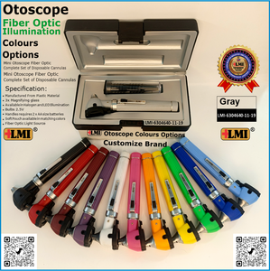 Ensemble d'instruments d'otoscopie à fibre optique médicale avancée, gris, manuel, certifié CE, certifié ISO13485, garantie de 3 ans, chirurgie générale - Product Image 2
