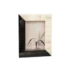 Handcrafted Ebony and Ivory Chevron Bone Inlay Picture <b>Frame</b> Monochrome Design for Wedding Gift and Elegant Home Decor - Product Image 1