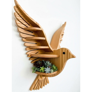 Étagère murale créative en bois en forme d'oiseau, support artistique flottant pour plantes, pour la décoration intérieure moderne - Product Image 1