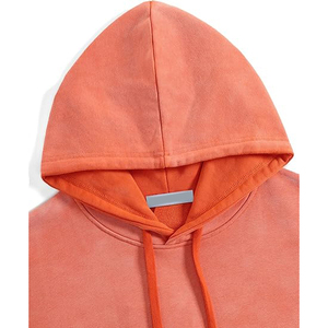 Vibrant Orange Gradient Acid Wash Hoodie Custom Dip Dye Effect <b>Pullover</b> <b>Men</b> Retro Faded Hooded Sweatshirt Trendy Apparel - Product Image 3