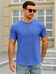 T-shirts à manches courtes surdimensionnés pour hommes, col rond, chemise décontractée, été, classique, basique, léger, écologique, respirant, 100% coton - Product Image 3
