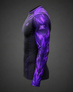 Camiseta de Compresión Personalizada Unisex de Manga Larga para MMA, Negra y Morada, con Transferencia Térmica, Ajustada, que Absorbe la Humedad y con Elasticidad en Cuatro Direcciones - Product Image 2