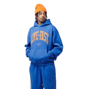 Sweat à capuche graphique oversize en molleton bleu roi, épais, à épaules tombantes, avec imprimé lettres, vente en gros - Product Image 2