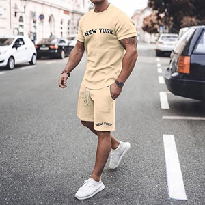Ensemble T-shirt et short d'été en tissu éponge pour homme – Respirant, décontracté, imprimé, en coton – Idéal pour la gym et l'entraînement – Meilleures ventes - Product Image 2
