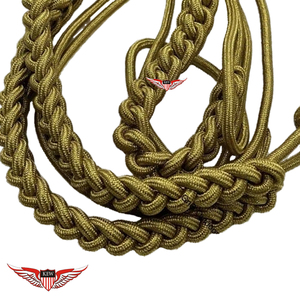 Aiguillette de parade tressée en Mylar doré, bleu marine avec fil torsadé doré et pointes dorées, cordon d'épaule pour épaulettes - Product Image 4
