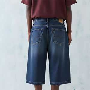 Pantalones Cortos Vaqueros Baggy con Bajo Deshilachado y Pedrería, Hechos a Medida OEM/ODM, con Logotipo Bordado y Aplicaciones Personalizadas, Ideales para Verano - Product Image 6