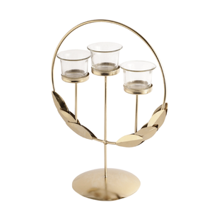 Luxury Metal and Glass Triple Votive Candle Holder <b>Decorative</b> <b>Table</b> Centerpiece for Home Wedding Event <b>Decor</b> - Product Image 3