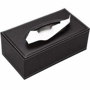 Elegant <b>Black</b> Crocodile Pattern Leather <b>Tissue</b> Box Cover Square Cube Facial Napkin <b>Paper</b> Holder Dispenser for Hotel Office - Product Image 2