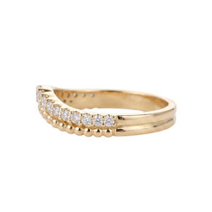 Bague demi-éternité minimaliste incurvée en or massif 9K 10K 14K 18K avec diamants de laboratoire ronds, pavée, empilable, anti-migraine, vente en gros - Product Image 4