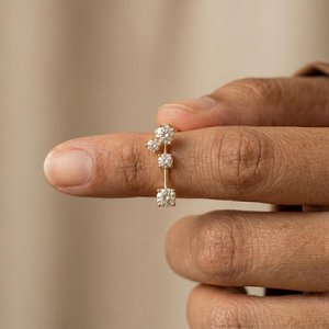 Elegant Round Cut Lab Grown <b>Diamond</b> <b>Dangle</b> Drop <b>Earrings</b> Customize 14K Solid Gold Anniversary Gift For Partners - Product Image 3