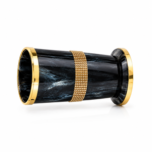 Vaso de Cristal con Efecto Cuerno Negro, Ecológico, de Cuerno de Búfalo, con Banda de Cuentas Doradas, Hecho a Mano, Forma Natural, Diseño Rústico - Product Image 5
