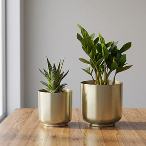 Gold Metal Flower <b>Pots</b> Indoor Outdoor Planters Modern <b>Succulent</b> Planter Set For Home Garden Desktop Planters For Garden Use - Product Image 3