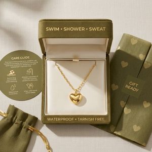 เครื่องประดับกันน้ำและไม่หมอง 14K PVD ทองคำ สร้อยคอรูปหัวใจพอง  ทำจากสแตนเลสสตีลสำหรับผู้หญิง - Product Image 6