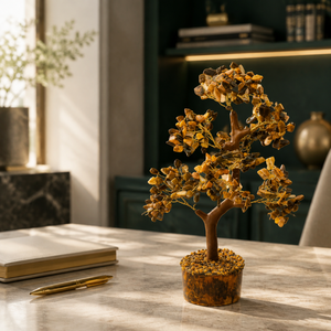 Figurine d'arbre en pierre d'œil de tigre naturelle, arbre de vie en cristal artisanal, décoration Feng Shui pour la maison, ornement de bureau - Product Image 2