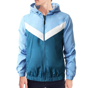 OEM High Quality Custom Logo Outdoor New Trend Water Resistant Recycled Nylon Fabric Unisex Packable Zip up Hoodie Windbreaker - Product Image 1