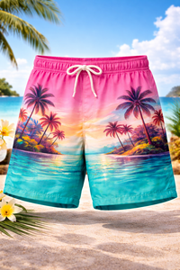 กางเกงชายหาดชายแบบแห้งเร็วสำหรับผู้ชาย – กางเกงบอร์ดสีชมพูไล่เฉดสำหรับฤดูร้อน รับผลิตแบบ OEM แบรนด์ส่วนตัว ขายส่ง - Product Image 3