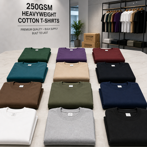 เสื้อยืดโอเวอร์ไซส์ผ้าคอตตอนถักน้ำหนัก 250 กรัม 100% ขายส่งจำนวนมาก รับผลิตตามแบบ พร้อมสกรีนโลโก้แบรนด์ โรงงานผู้ผลิตเสื้อยืดผู้ชาย - Product Image 1