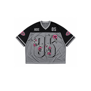 Maillot de football américain surdimensionné à imprimé floral vintage, personnalisable par sublimation, faible MOQ, fournisseur, vêtements de sport entièrement personnalisables, OEM - Product Image 2
