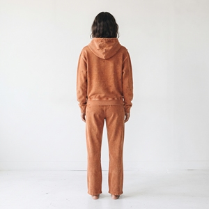 Conjunto Deportivo Vintage para Mujer, Lavado Ácido, Sudadera con Cremallera y Pantalones de Chándal de Algodón, Estilo Desgastado, Logotipo Personalizado, Ropa Urbana Diaria - Product Image 2
