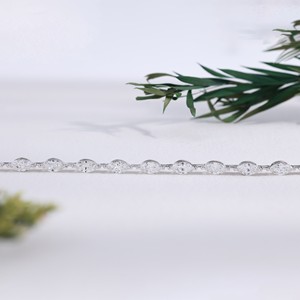 Pulsera de tenis de oro blanco de 14K con diamantes talla marquesa, pulseras de eslabones de diamantes brillantes para mujer elegante, joyería con diamantes cultivados. - Product Image 2