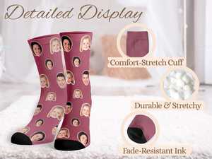 SPLENDID APPAREL Custom Face Crew <b>Socks</b> Digital Printing Unisex Breathable Knitted 95% <b>Polyester</b> Daily Wear Navy Blue Patterned - Product Image 6