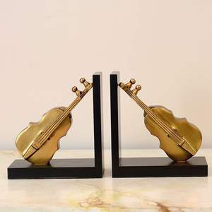 Porte-livres pour étagères en cuivre pur, porte-livres décoratifs en métal en forme de violon - Product Image 3