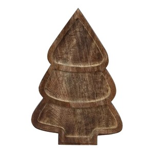 Wooden Christmas Tree Serving <b>Platter</b> Rustic Multi-Purpose Snack <b>Platter</b> With Divided Sections For Cheese Nuts And Meat - Product Image 3