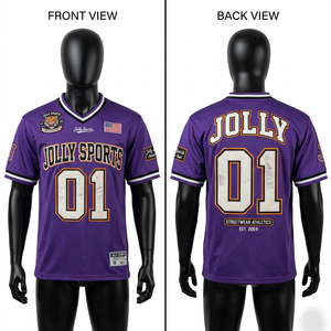 Maillot de football pour homme en polyester GSM, design à panneaux violets, sublimation, logo personnalisé, t-shirt 100% coton pour homme, coupe ample, imprimé - Product Image 3