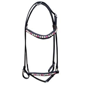 Brides Bride en cuir islandais Rose clair blanc rose foncé Brides de cheval Équipement de cheval Accessoires d'équitation - Product Image 1