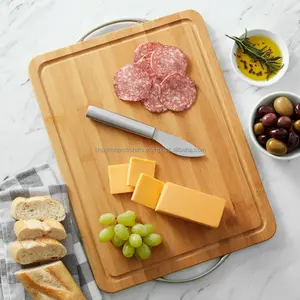 เขียงไม้ไผ่ฝังเลี่ยมไม้ไผ่เป็นมิตรกับสิ่งแวดล้อมสำหรับหั่นชีสและใช้ในบ้าน - Product Image 2