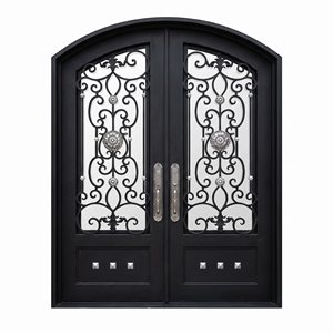 Diseño Tradicional Moderno en Hierro Forjado Resistente a la Oxidación con Doble Protección Contra el Viento y Paneles de Vidrio con Patrones Exquisitos - Product Image 1