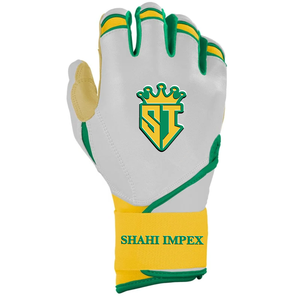 ถุงมือตีเบสบอลหนัง Cabretta สีเขียวมิ้นท์ + สีดำ คุณภาพพรีเมียมจาก Shahi Impex หนา 0.09 มม. ปิดด้วยแถบตีนตุ๊กแก ใช้ได้ทั้งมือซ้ายและขวา ทนทาน - Product Image 3