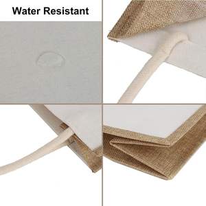 2025 12 pièces petits sacs fourre-tout en jute toile blanche Mini sac fourre-tout cadeau 8.6X6.3X5.1 pouces transfert de chaleur impression sac de plage lettre - Product Image 5