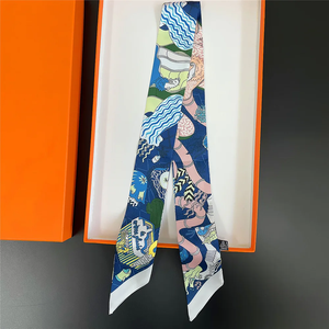 2026 New Luxury Hair Ribbon <b>Scarf</b> Women Neck Tie Bag Scarfs Satin <b>Silk</b> Skinny Headscarves Ladies Foulard Floral Bands 90*5cm - Product Image 4