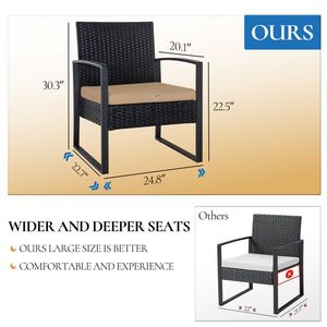 Set di Mobili da Esterno in Rattan PE Nero a 3 Pezzi con Cuscini Lavabili Inclusi - Divano Componibile - Product Image 5