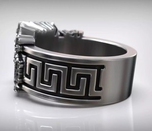 Bague Masque Aztèque de Luxe en Argent Sterling 925, Visage de Guerrier Tribal Ancien, Large Bande, Bijou Tendance pour Hommes et Femmes - Product Image 2