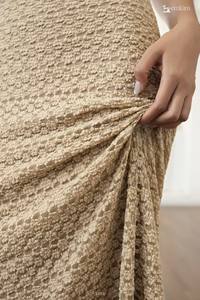 Robe longue en dentelle pour femme, dos ouvert, nœud à l'épaule, coupe trapèze, tenue de soirée ET3383, qualité export, robe de bal personnalisée - Product Image 6