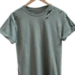 T-shirt personnalisé tendance en gros, effet vieilli, qualité supérieure, 100 % coton, pour un look décontracté ou streetwear, impression personnalisée unisexe - Product Image 5