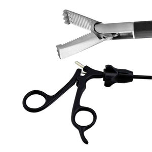 Pinzas de agarre laparoscópicas Allis atraumáticas de doble acción con 3x4 dientes, 5 mm x 31 cm, instrumento quirúrgico manual de acero inoxidable - Product Image 1