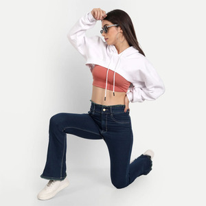 Women Clothing Custom Logo Printing <b>Long</b> <b>Sleeve</b> Hoodie Sweatshirts Women Crop <b>Top</b> Hoodie - Product Image 2
